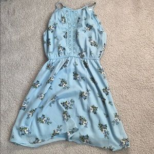 blue flower mini dress